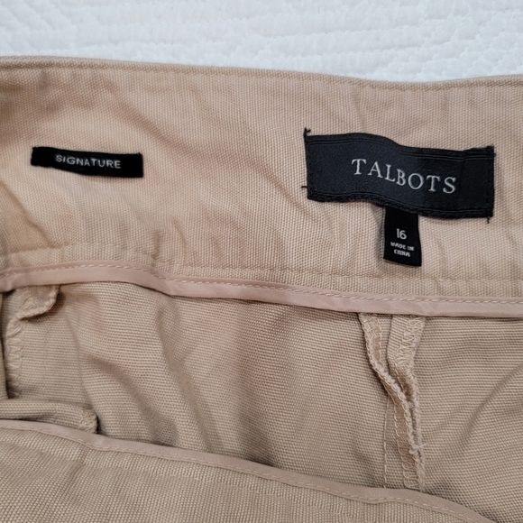 Talbots tan straight leg high rise pants. 28" inseam. - Picture 3 of 16